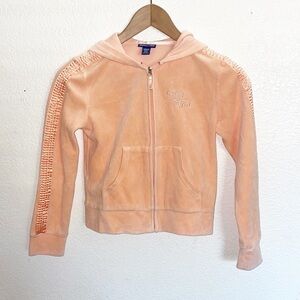 Limited Too Orange Velour Zip Up Track Lizzie McGuire core Jacket